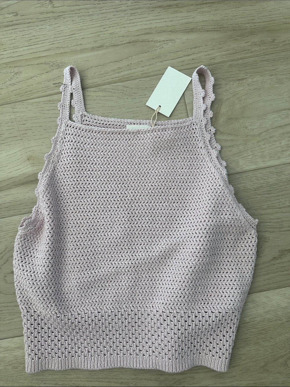 Wilfred Crochet Knit Crop Top in Light Pink